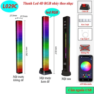 Mẫu 2026 Thanh đèn led đuổi ARGB 4D nháy theo nhạc 16 triệu màu điều khiển bằng app trang trí decor