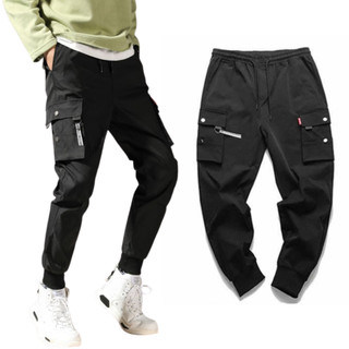 Quần Dài KaKi Ống Rộng Túi Hộp Cạp Chun Có 3 Size, quan jogger nam hiphop 2 màu đen, xám k1