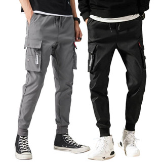 Quần Dài KaKi Ống Rộng Túi Hộp Cạp Chun Có 3 Size, quan jogger nam hiphop 2 màu đen, xám k1