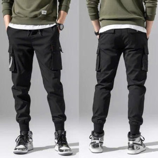 Quần Dài KaKi Ống Rộng Túi Hộp Cạp Chun Có 3 Size, quan jogger nam hiphop 2 màu đen, xám k1