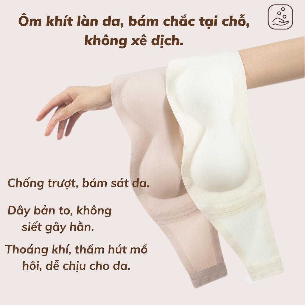 Áo ngực nữ quây ngang không dây cao cấp su mềm mịn viền silicon bám da giữ ngực nâng đỡ LANIXA AG86