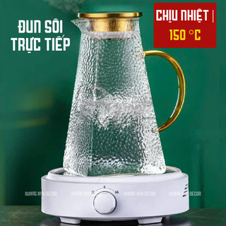 Bộ bình cốc HOA MẶT TRỜI thủy tinh chịu nhiệt HONGLI cao cấp, Bộ bình nước sang trọng hiện đại DECOR