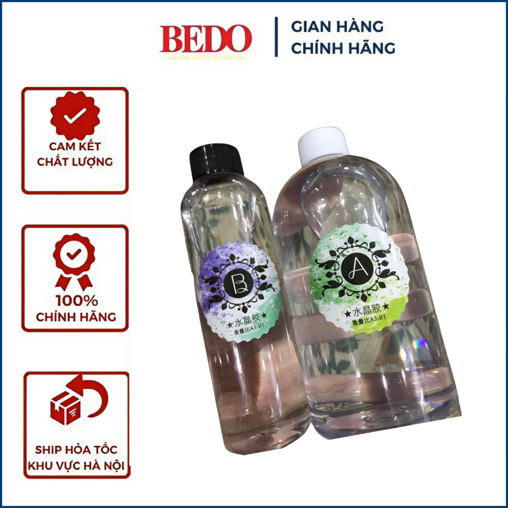 Keo AB dán hạt nhựa giả đá BEDO - Keo Epoxy trong suốt dán tranh đá Acrylic, làm biển quảng cáo cao cấp