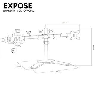 Giá đỡ màn hình máy tính kép 10-34 Inch Liền màn Xoay Nâng hạ và Thu vào Max 30KG