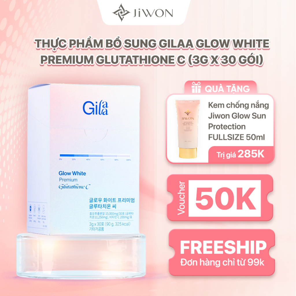 Bột ngậm trắng da Glutathione C Gilaa giúp làm trắng sáng, chống lão hóa da  (3g x 30 gói)