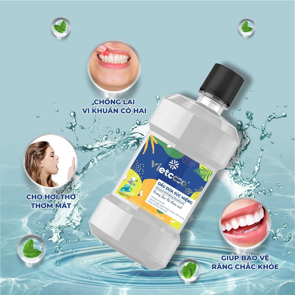 Dầu Dừa Súc Miệng Cofusions Vietcoco Hương Bạc Hà 225ml