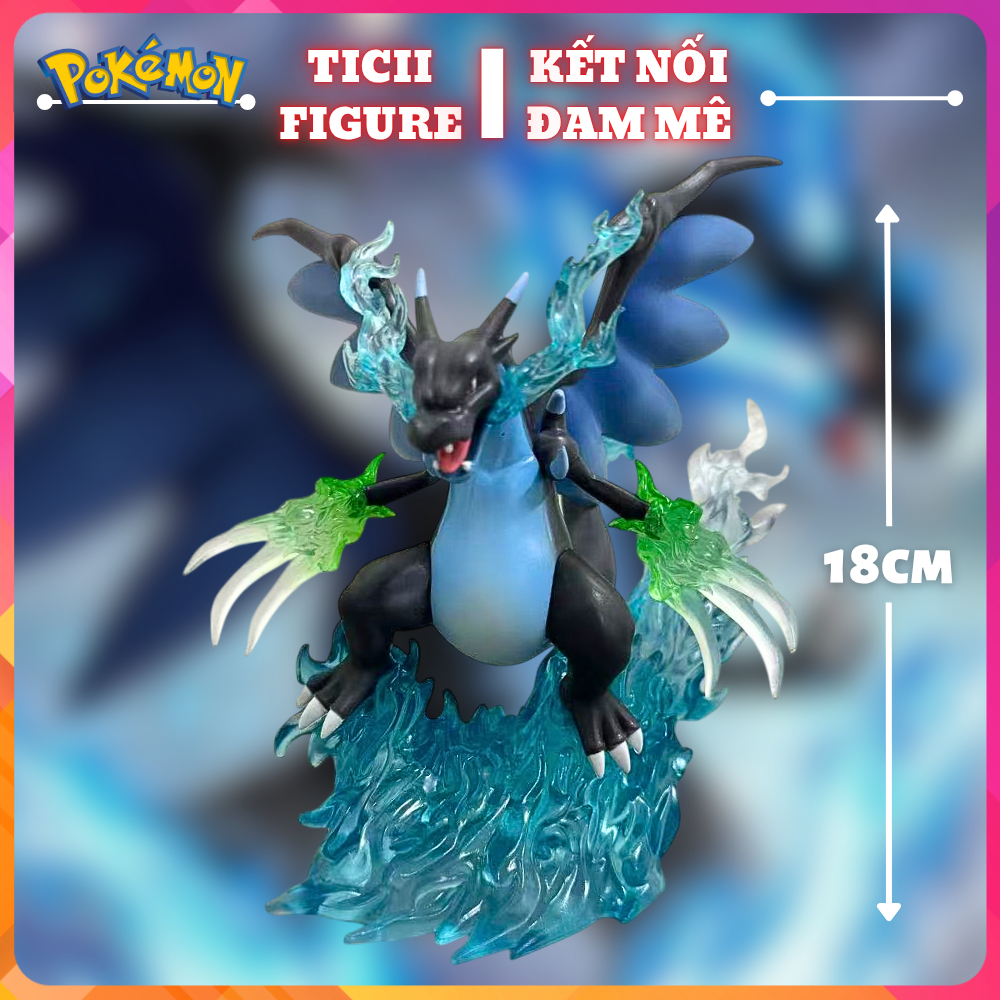 (Có sẵn) Mô hình Mega Charizard/Lizardon X cao 18cm hàng mới siêu đẹp ...