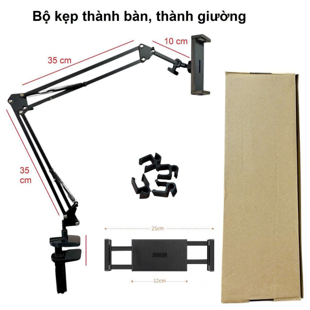 Giá đỡ máy tính bảng, điện thoại kẹp đầu giường cạnh bàn đầu kẹp 14inch