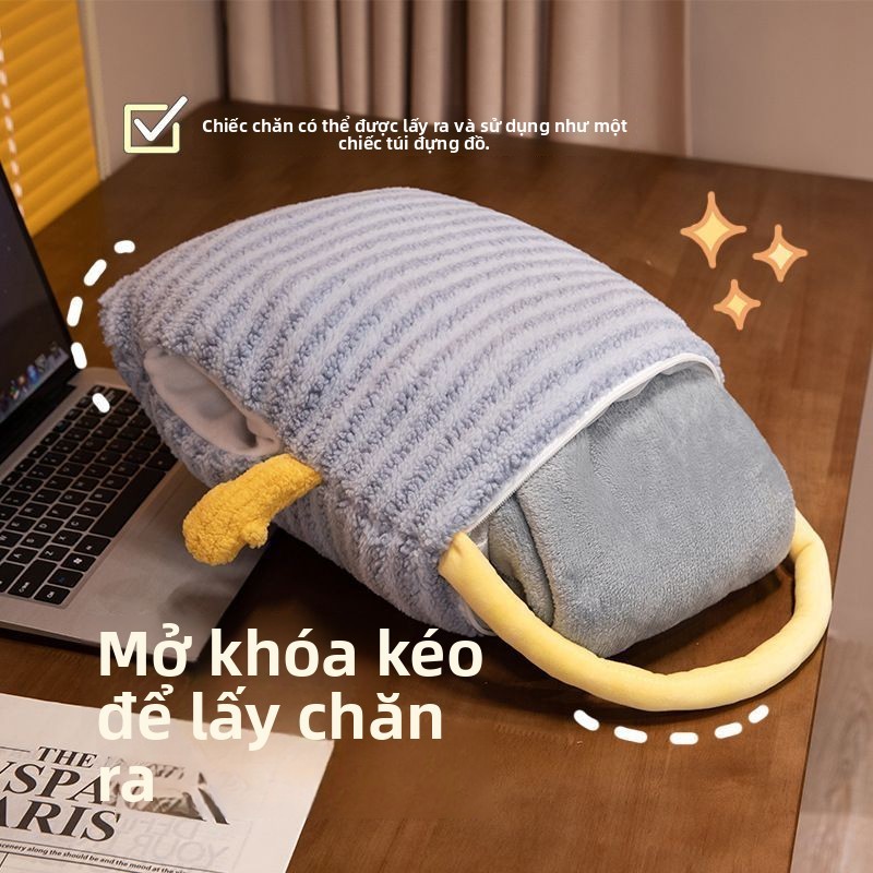 【SIÊU PHẨM 3IN1 - QUÀ TẶNG MÙA ĐÔNG】Gối Ôm Chăn Choàng Moon Velvet - "Bảo Bối" Giữ Ấm, Ôm Ngủ & Giải Trí Cho Học Sinh, D