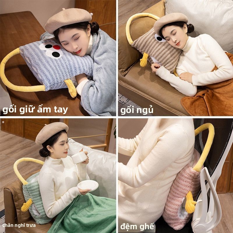 【SIÊU PHẨM 3IN1 - QUÀ TẶNG MÙA ĐÔNG】Gối Ôm Chăn Choàng Moon Velvet - "Bảo Bối" Giữ Ấm, Ôm Ngủ & Giải Trí Cho Học Sinh, D