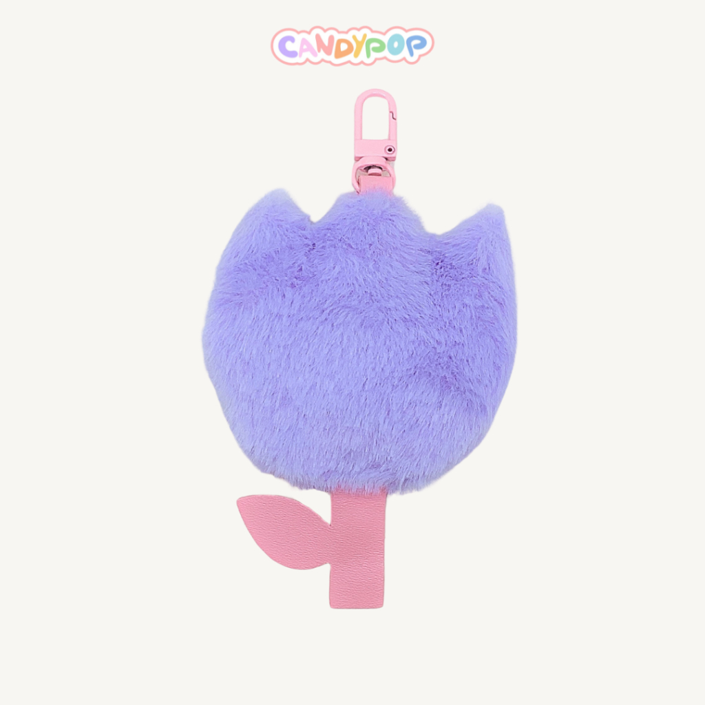 Charm hoa Tulip lông mềm mịn - Móc khóa phụ kiện treo túi xách, ba lô - Quà tặng dễ thương độc đáo