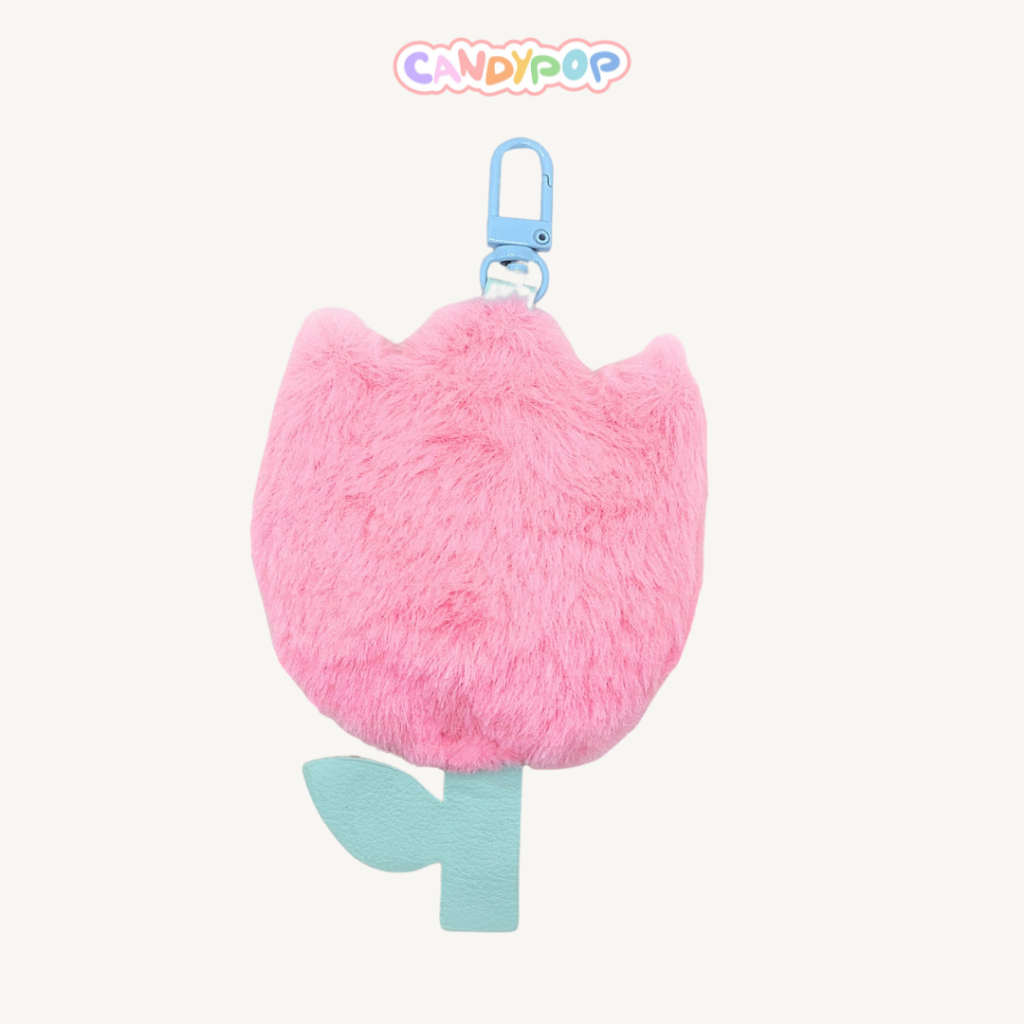 Charm hoa Tulip lông mềm mịn - Móc khóa phụ kiện treo túi xách, ba lô - Quà tặng dễ thương độc đáo