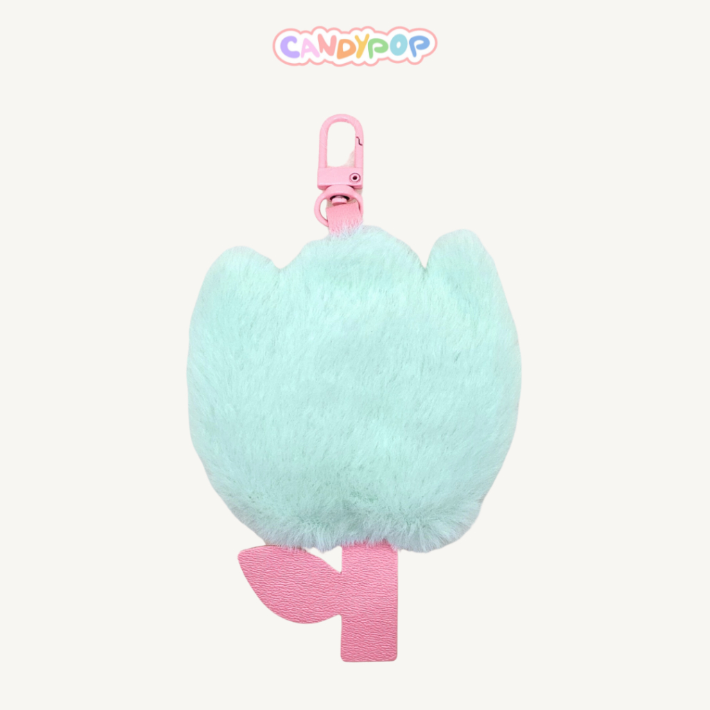Charm hoa Tulip lông mềm mịn - Móc khóa phụ kiện treo túi xách, ba lô - Quà tặng dễ thương độc đáo