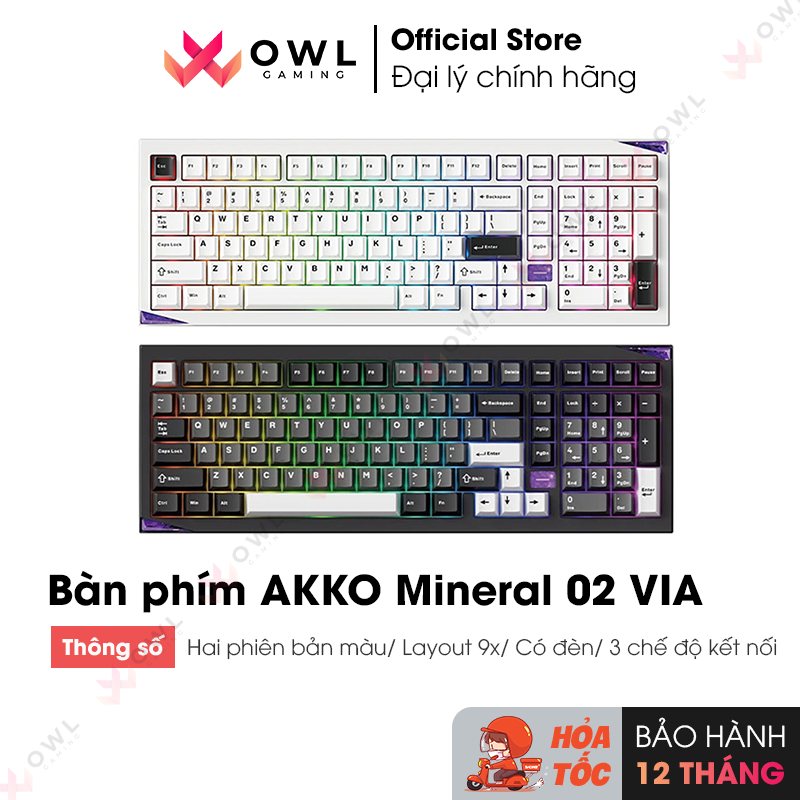 Bàn phím cơ AKKO Mineral 02 VIA Black on White/ Black on Silver (hàng chính hãng) | BigBuy360 - bigbuy360.vn