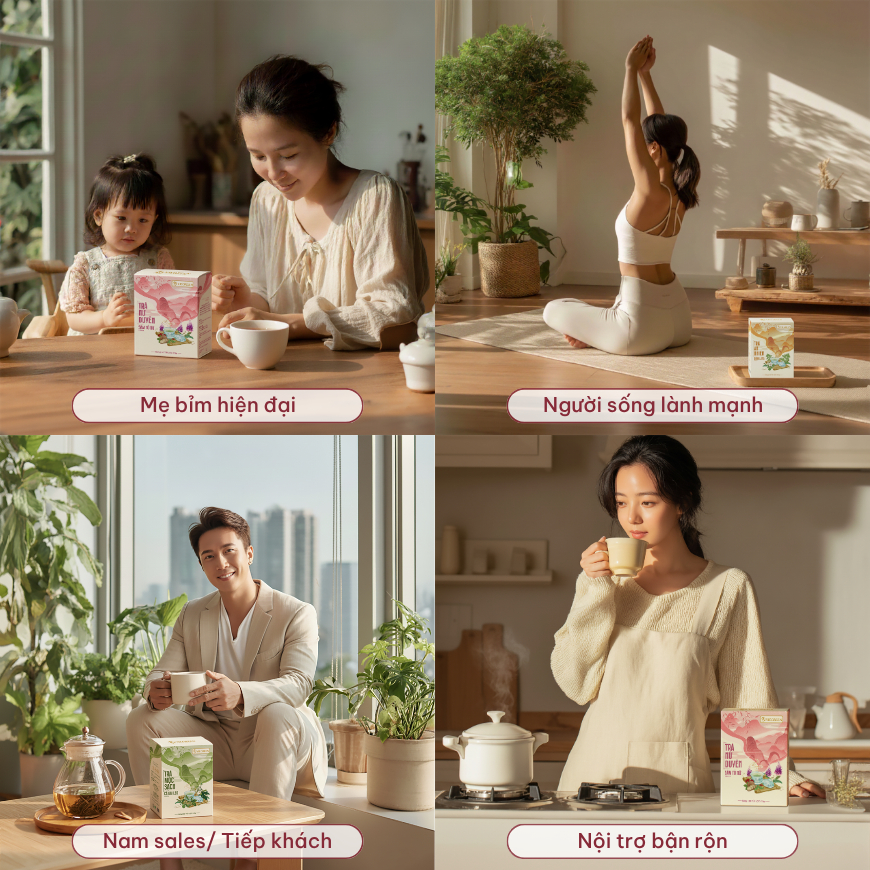 Combo 3 Trà Túi Lọc VIEGREEN Sâm Tố Nữ + Đinh Lăng + Cà Gai Leo, Không Đường, GMP HACCP