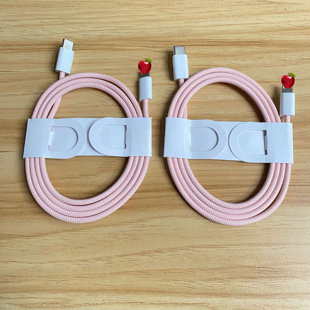 Cáp Sạc Nhanh Type-C to Ip Ligh 27W Bọc Dù – Siêu Bền, Sạc Nhanh Cho iP (Hồng/Trắng)