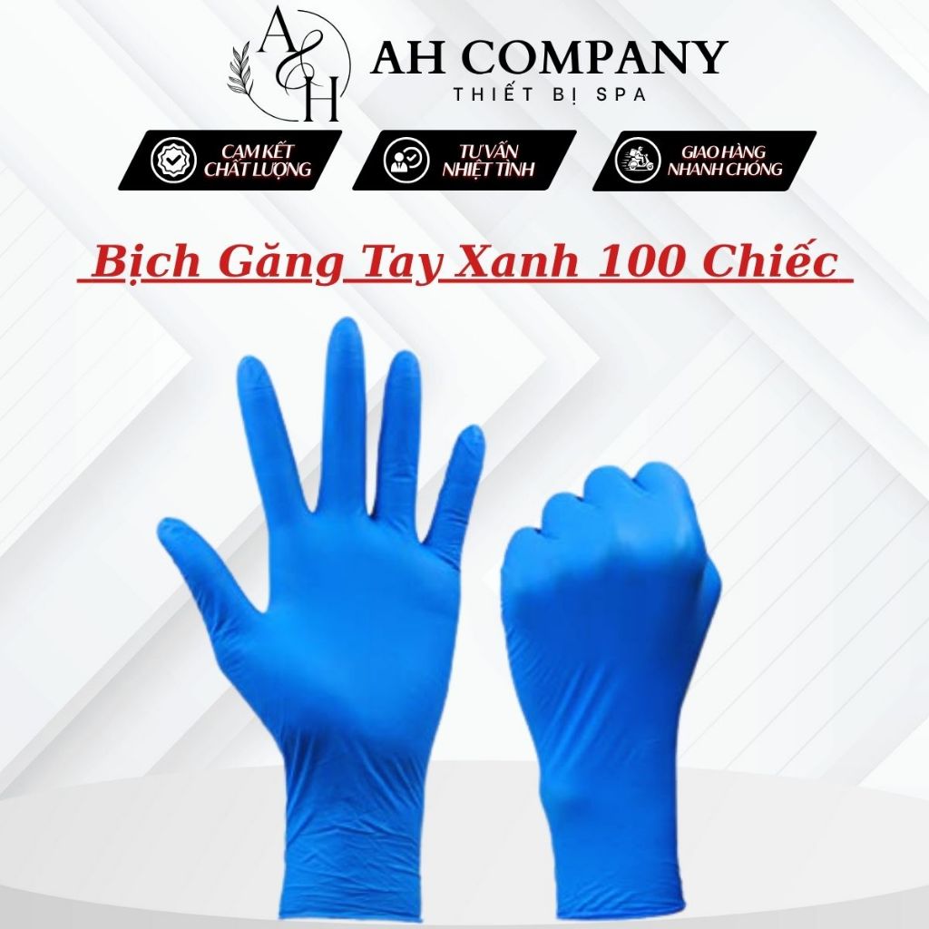 (Cam Kết Đủ 100 Chiếc) Bịch Găng tay cao su Nitrile không bột, 3 màu Trắng/Xanh/Đen Chuyên Dùng Spa, Phun Xăm..