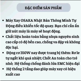 Máy Xay Đa Năng OSAKA Nhật Bản Cao Cấp Dung Tích 700ml - 350W - Xay Thịt Cá Rau Củ Sinh Tố - Xay Đá