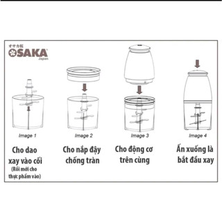 Máy Xay Đa Năng OSAKA Nhật Bản Cao Cấp Dung Tích 700ml - 350W - Xay Thịt Cá Rau Củ Sinh Tố - Xay Đá
