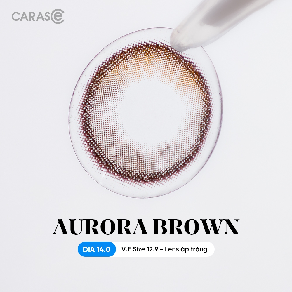 [1 chiếc] Kính áp tròng khoá ẩm 12H 1 Tháng Màu Nâu CARASE, Lens cận AURORA BROWN