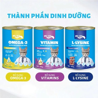 [400g] Combo 12 & 6 Lon Pate MR VET Dạng Hộp 400g Thức Ăn Ướt Cho Mèo Bổ Sung Dinh Dưỡng Toàn Diện