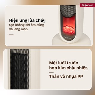 Quạt Sưởi gốm Fujihome FH202 Sưởi Nhanh, Khử Khuẩn, Bảo Vệ Gia Đình Bạn, điều khiển bằng giọng nói