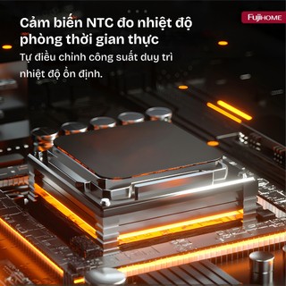 Quạt Sưởi gốm Fujihome FH202 Sưởi Nhanh, Khử Khuẩn, Bảo Vệ Gia Đình Bạn, điều khiển bằng giọng nói