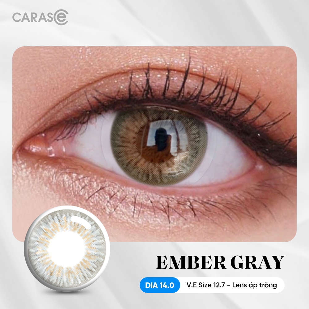[1 chiếc] Kính áp tròng khoá ẩm 1 Ngày Màu Xám Rêu CARASE, Lens cận EMBER GRAY
