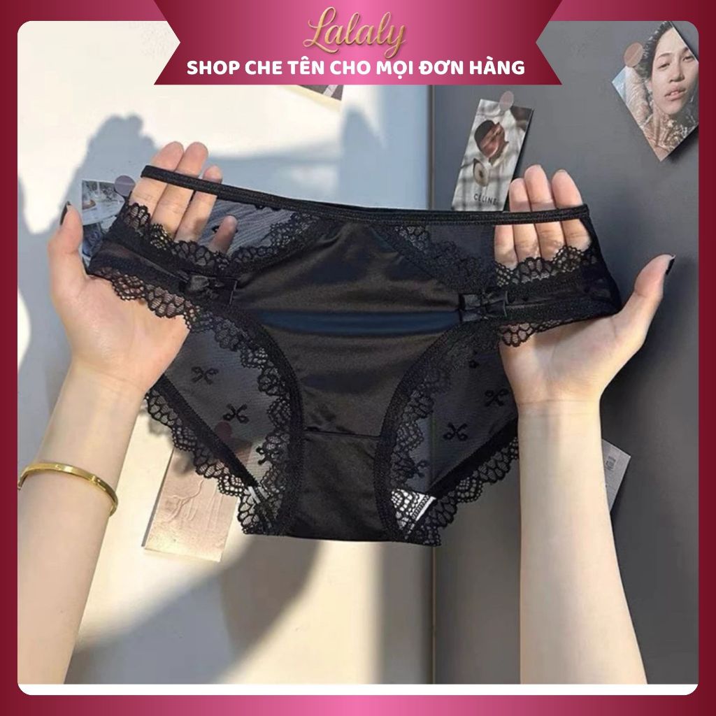 Quần lót ren lụa satin gợi cảm Lalaly L29, quần lót nữ phối ren lưới thoáng khí cho nữ