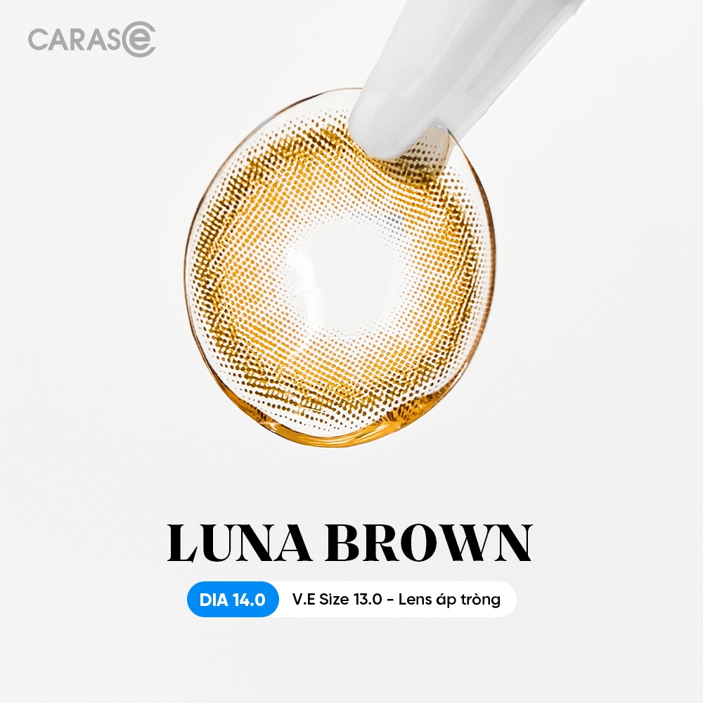 [1 Chiếc] Kính áp tròng khoá ẩm 12H 1 Tháng CARASE, Lens cận màu nâu LUNA BROWN (1 bên mắt)