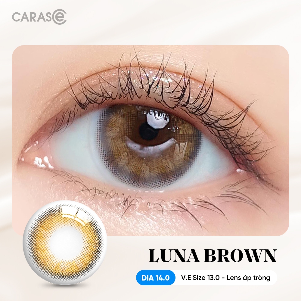 [1 Chiếc] Kính áp tròng khoá ẩm 12H 1 Tháng CARASE, Lens cận màu nâu LUNA BROWN (1 bên mắt)