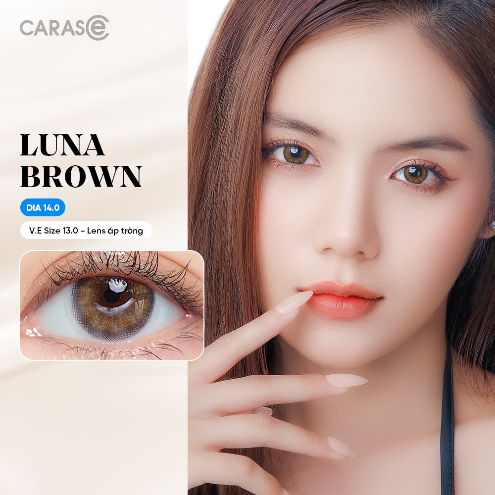 [1 Chiếc] Kính áp tròng khoá ẩm 12H 1 Tháng CARASE, Lens cận màu nâu LUNA BROWN (1 bên mắt)
