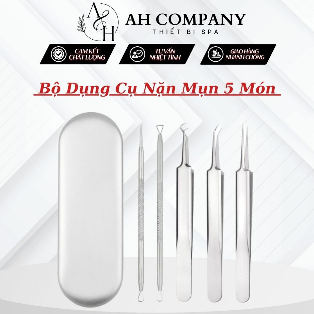 Bộ Nặn Mụn 5 Món Hàng Cao Cấp, Set Dụng Cụ Nặn Mụn 5 Món Sử Dụng Tiện Lợi, An Toàn Cho Làn Da