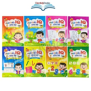 Sách- Bộ 8 Quyển Phát Triển IQ Cho Bé Từ 4 5 Tuổi Mẫu Giáo Các Chủ Đề Khác Nhau: Luyện Viết,Làm Toán, Tư Duy, So Sánh