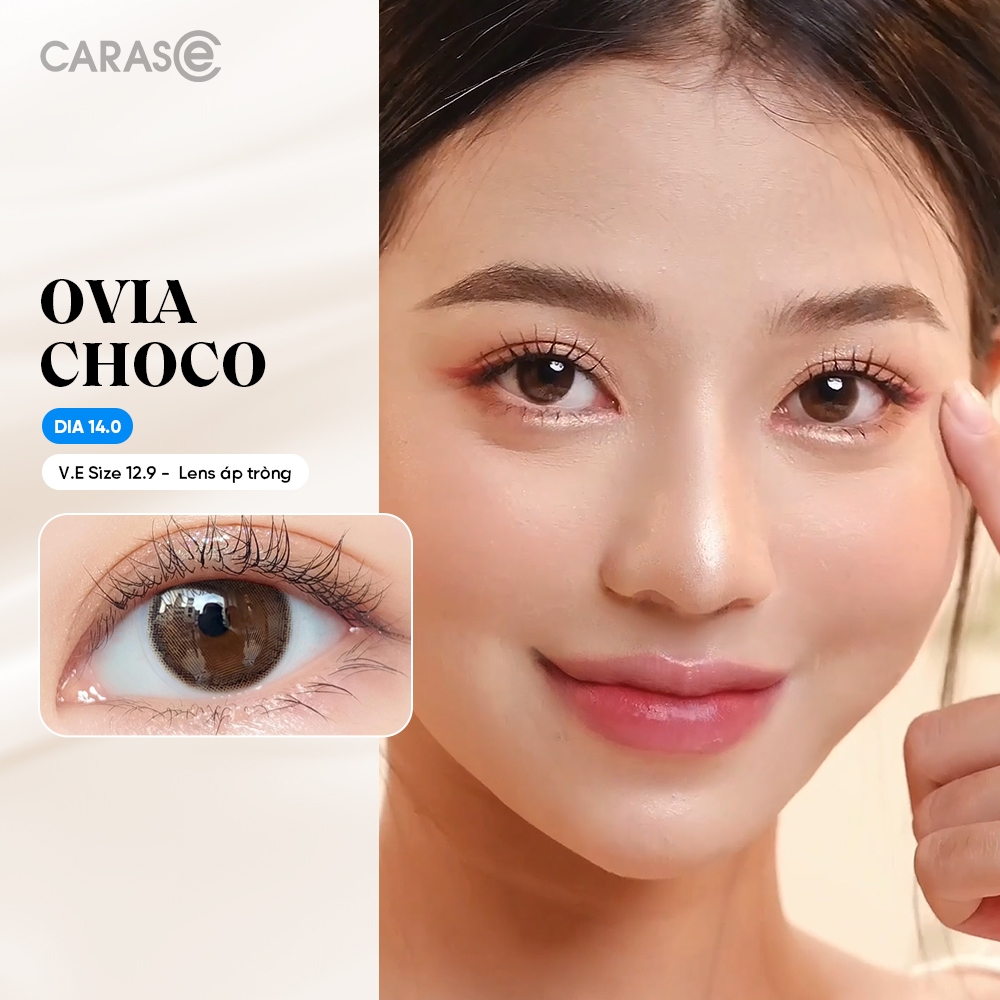 [1 chiếc] Kính áp tròng khoá ẩm 12H 1 Tháng CARASE, Lens cận màu nâu OVIA BROWN/ OVIA CHOCO
