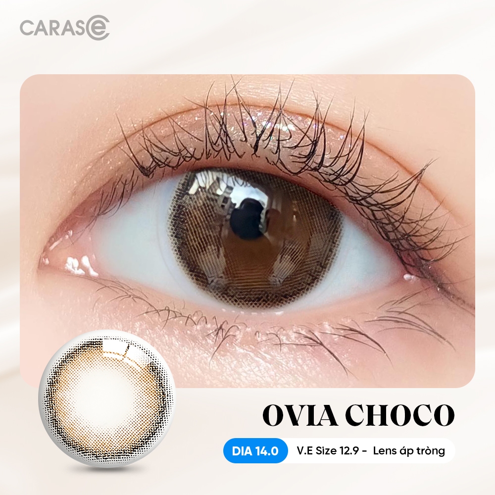 [1 chiếc] Kính áp tròng khoá ẩm 12H 1 Tháng CARASE, Lens cận màu nâu OVIA BROWN/ OVIA CHOCO