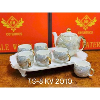 Bộ ấm trà sứ cao cấp VÂN ĐÁ CẨM THẠCH 2026, uống trà hoa cúc thưởng trà chiều, QUÀ TẶNG, HOME DECOR