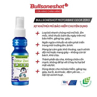 Xịt Khử Mùi Mũ Bảo Hiểm & Đồ Bảo Hộ Bullsoneshot Odor Zero 150ml - Công Nghệ Hàn Quốc