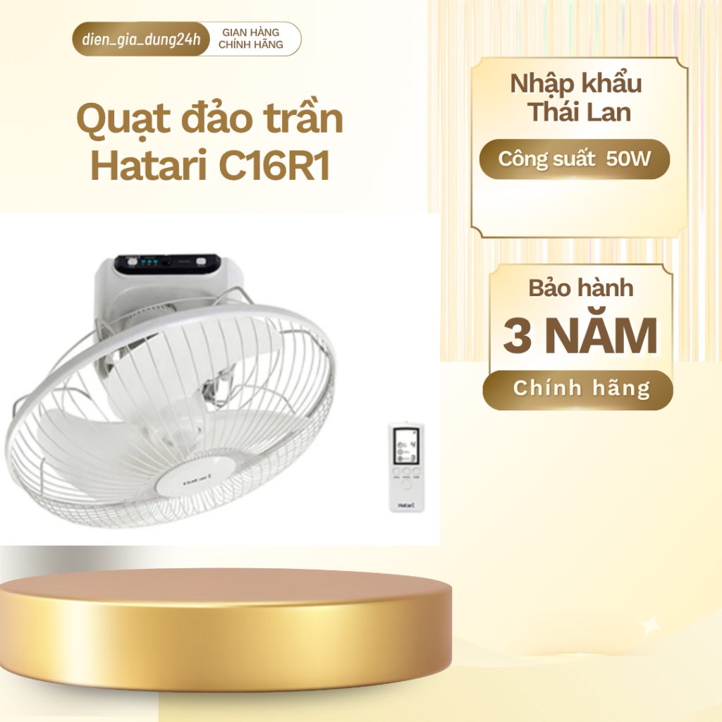 Quạt Đảo Trần Thái Lan Hatari HT-C16R1 Có Remote , Động Cơ Mạnh Mẽ, Vận ...