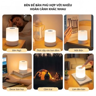 OOKAS Đèn ngủ để bàn cảm ứng 3 màu ánh sáng,Cảm Ứng + Remote,Đèn trang trí bàn LED