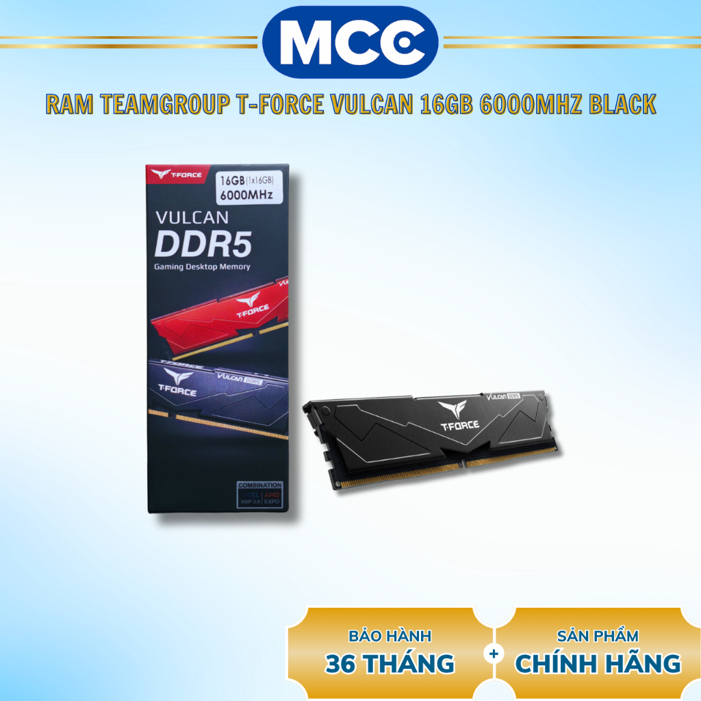 RAM TeamGroup T-Force Vulcan 16GB 6000MHz DDR5 (Black - XMP - EXPO ...