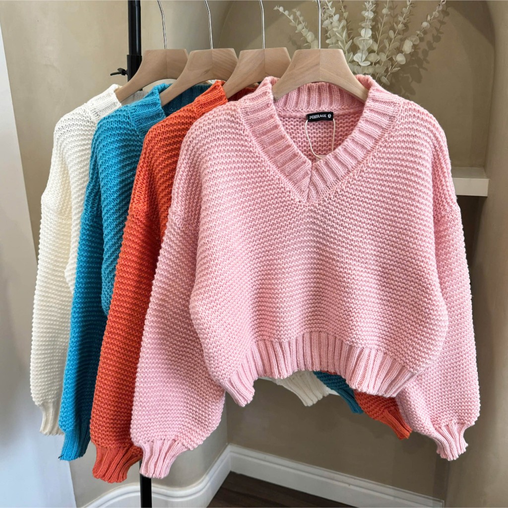 Áo Len Mirage Cổ Tim Trơn Sang Trọng Local Brand Chất Len Mềm Mịn.