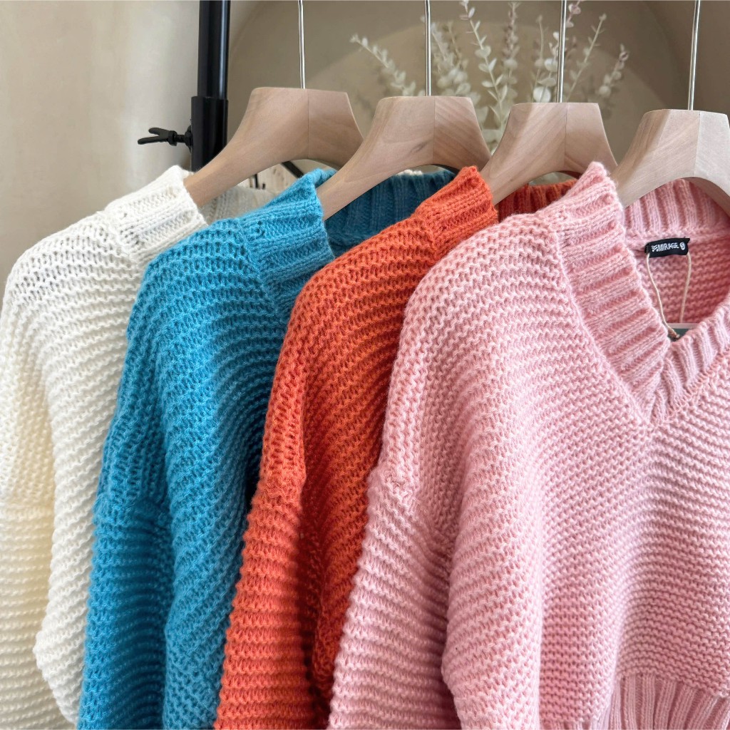 Áo Len Mirage Cổ Tim Trơn Sang Trọng Local Brand Chất Len Mềm Mịn.