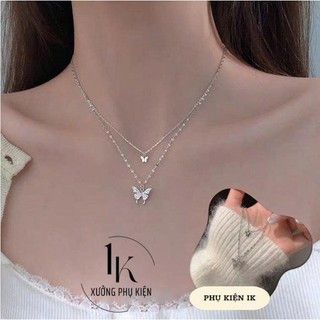 [🔥XƯỞNG SALE 9K 🔥] Dây Chuyền 2 Lớp Mặt Bướm Đính Đá Phong Cách Hàn Quốc Đơn Giản Cổ Điển N126