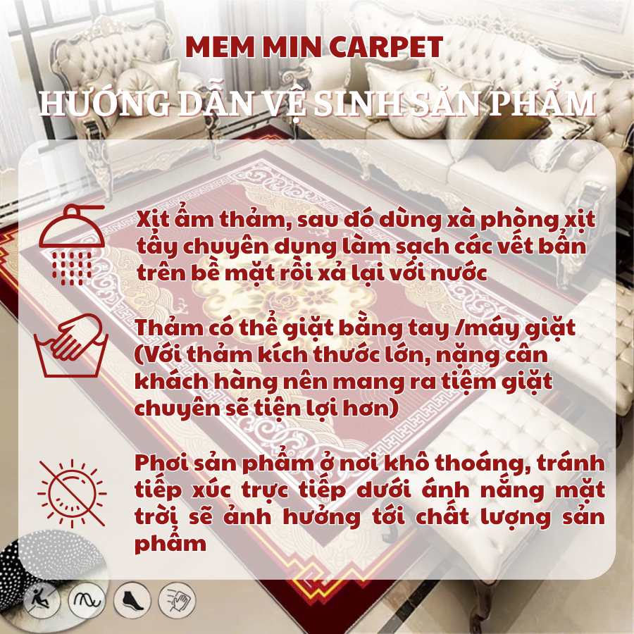 Thảm Lông Cừu Cổ Điển Êm Ái, Mềm Mượt, Không Rụng Lông Làm Mới Không Gian Sống - MemminCarpet - TH76