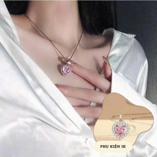 [🔥XƯỞNG SALE 9K 🔥] Dây Chuyền Bạc Mặt Trái Tim Đá Hồng Xinh Xắn Cho Nữ N109