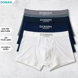 Combo 4 Quần Sịp Nam DOMAN thun lạnh Quần Lót Boxer co giãn 4 chiều kháng khuẩn 2 lớp thoáng khí
