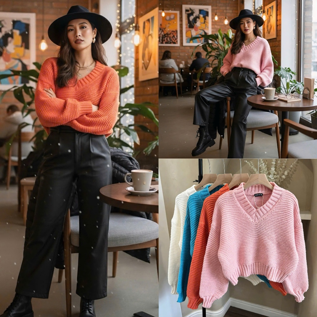 Áo Len Mirage Cổ Tim Trơn Sang Trọng Local Brand Chất Len Mềm Mịn.