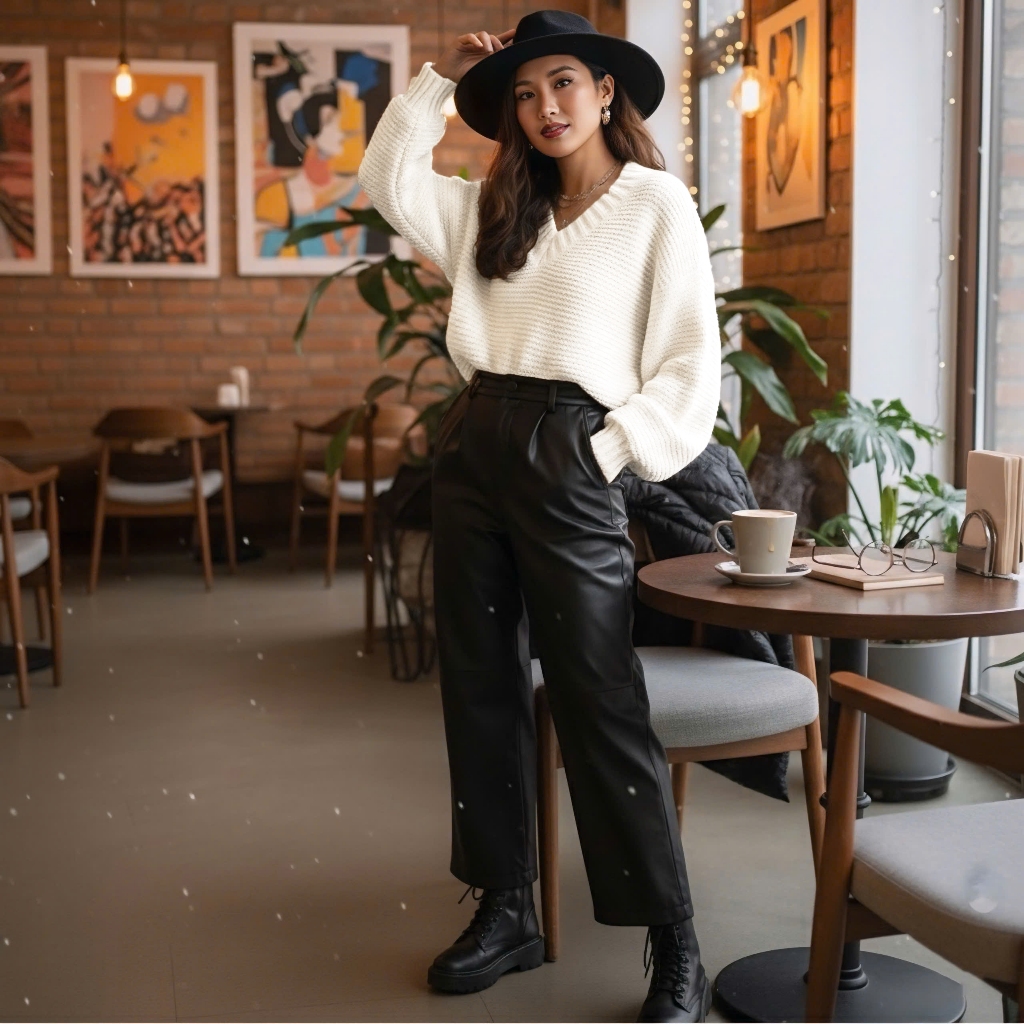 Áo Len Mirage Cổ Tim Trơn Sang Trọng Local Brand Chất Len Mềm Mịn.