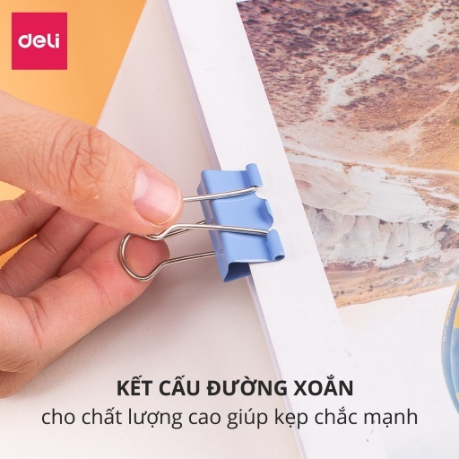 Kẹp Bướm Sắc Màu Deli 15mm / 19mm / 25mm / 32mm / 41mm 51mm Giữ Giấy Ghi Chú Đồ Dùng Văn Phòng